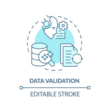 Data validation soft blue concept icon. Information processing, digital workflow. Round shape line illustration. Abstract idea. Graphic design. Easy to use in infographic, presentation clipart