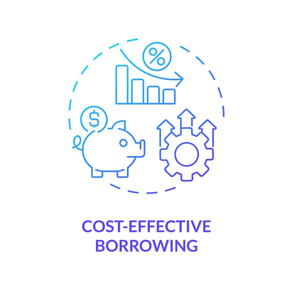 stock vector Cost-effective borrowing blue gradient concept icon. Lower interest rates for loan. Accumulation. Finance charge. Round shape line illustration. Abstract idea. Graphic design. Easy to use in marketing