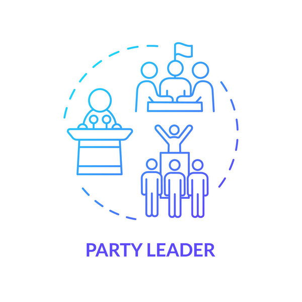 Party leader blue gradient concept icon. Federal government structure. Government branch. Public sector politics. Round shape line illustration. Abstract idea. Graphic design. Easy to use