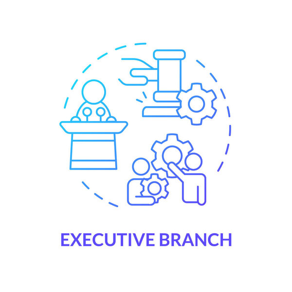 Executive branch blue gradient concept icon. Law enforcement public policies. Individual rights regulations. Round shape line illustration. Abstract idea. Graphic design. Easy to use