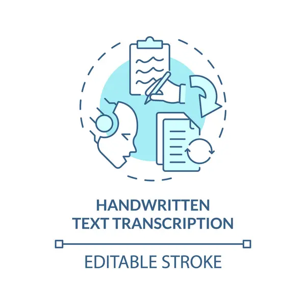 stock vector Handwritten text transcription soft blue concept icon. Optical character recognition. Round shape line illustration. Abstract idea. Graphic design. Easy to use in infographic, presentation