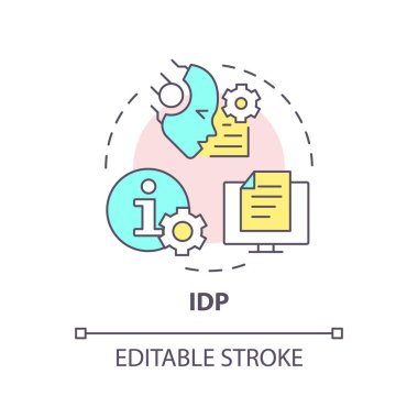 IDP ai multi color concept icon. Intelligent document processing. Data management. Round shape line illustration. Abstract idea. Graphic design. Easy to use in infographic, presentation clipart