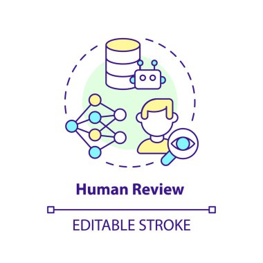 Human review multi color concept icon. Supervised ai learning. Deep learning techniques. Round shape line illustration. Abstract idea. Graphic design. Easy to use in infographic, presentation clipart
