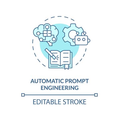 Automatic prompt engineering soft blue concept icon. Prompt optimization. Algorithm and heuristics. Round shape line illustration. Abstract idea. Graphic design. Easy to use in article clipart