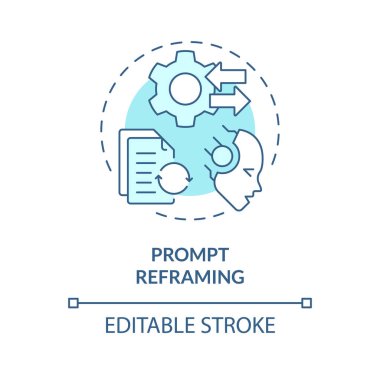 Prompt reframing soft blue concept icon. Prompt engineering technique. Rephrase and change instruction. Round shape line illustration. Abstract idea. Graphic design. Easy to use in article clipart