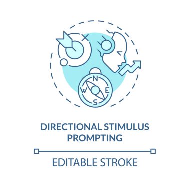 Yönsel uyaran yumuşak mavi konsept simgesi oluşturur. Mühendislik teknikleri. Rehber yapay zeka. Yuvarlak şekil çizimi. Soyut bir fikir. Grafik tasarımı. Makalede kullanması kolay