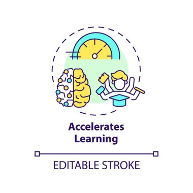 Accelerates learning multi color concept icon. Multitasking. Students involved in education. Round shape line illustration. Abstract idea. Graphic design. Easy to use in presentation clipart