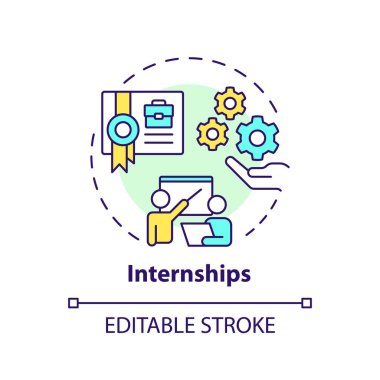 Internships multi color concept icon. Practical professional experience. Intern for improving skills. Round shape line illustration. Abstract idea. Graphic design. Easy to use in presentation clipart