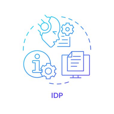 IDP ai blue gradient concept icon. Intelligent document processing. Data management. Round shape line illustration. Abstract idea. Graphic design. Easy to use in infographic, presentation clipart