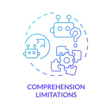 Comprehension limitations blue gradient concept icon. Human language interpretation. Round shape line illustration. Abstract idea. Graphic design. Easy to use in infographic, presentation clipart