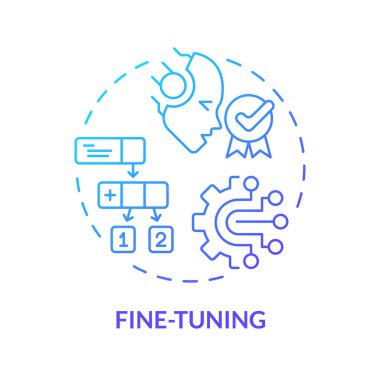 Ai ince ayar mavi gradyan konsept simgesi. Sanal asistanlık eğitimi. Chatbot eğitim verileri. Yuvarlak şekil çizimi. Soyut bir fikir. Grafik tasarımı. Bilgide ve sunumda kullanması kolay