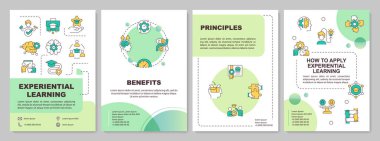 Experiential learning benefits green circle brochure template. Leaflet design with linear icons. Editable 4 vector layouts for presentation, annual reports. Arial-Black, Myriad Pro-Regular fonts used clipart