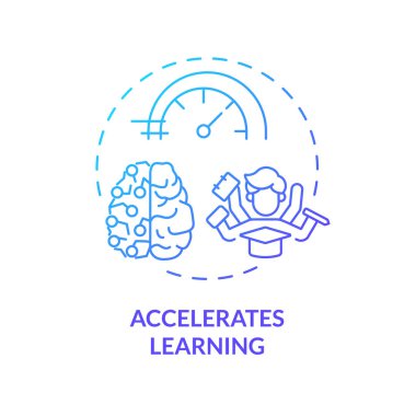 Accelerates learning blue gradient concept icon. Multitasking. Students involved in education. Round shape line illustration. Abstract idea. Graphic design. Easy to use in presentation clipart