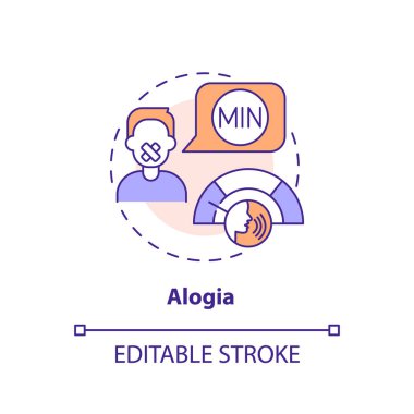 Alogia medical condition multi color concept icon. Schizophrenia symptom. Round shape line illustration. Abstract idea. Graphic design. Easy to use in infographic, presentation, brochure, booklet clipart