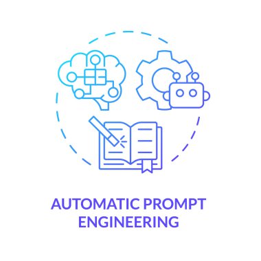 Automatic prompt engineering blue gradient concept icon. Prompt optimization. Algorithm and heuristics. Round shape line illustration. Abstract idea. Graphic design. Easy to use in article clipart