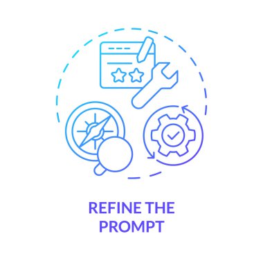 Rafine mavi gradyan konsept simgesi. Mühendislik. Talimatları geliştir ve başka bir şekilde ifade et. Doğru görev. Yuvarlak şekil çizimi. Soyut bir fikir. Grafik tasarımı. Makalede kullanması kolay