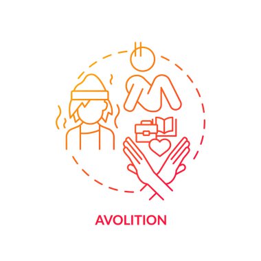 Avolition red gradient concept icon. Lack of motivation. Social issues. Round shape line illustration. Abstract idea. Graphic design. Easy to use in infographic, presentation, brochure, booklet clipart
