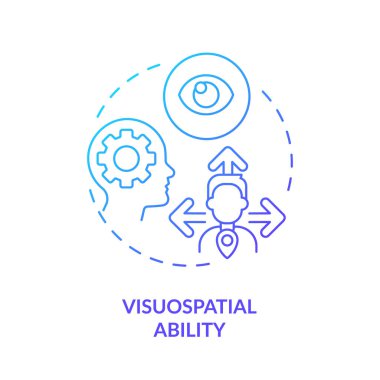 Visuospatial ability blue gradient concept icon. Executive function, perception. Round shape line illustration. Abstract idea. Graphic design. Easy to use in infographic, presentation, brochure clipart