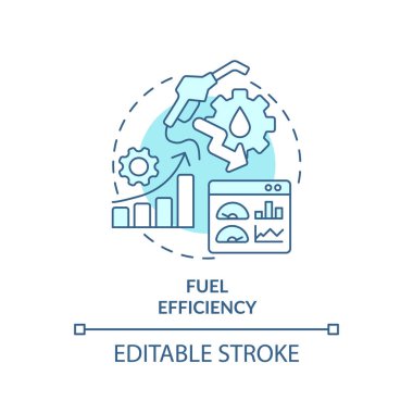 Yakıt verimliliği, yumuşak mavi konsept simgesi. Filo yönetimi, maliyet tasarrufu. İş karlılığı. Yuvarlak şekil çizimi. Soyut bir fikir. Grafik tasarımı. Bilgide ve sunumda kullanması kolay
