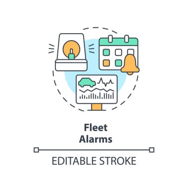 Donanma alarmları çok renkli konsept simgesi. Güvenlik bilinci, müşteri hizmetleri. Araba izleme. Yuvarlak şekil çizimi. Soyut bir fikir. Grafik tasarımı. Bilgide ve sunumda kullanması kolay