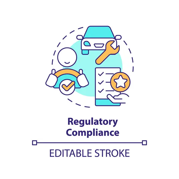stock vector Regulatory compliance multi color concept icon. Industry standards, regulation policy. Round shape line illustration. Abstract idea. Graphic design. Easy to use in infographic, presentation