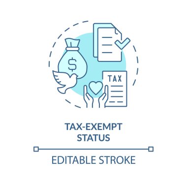 Tax exempt status soft blue concept icon. Tax deduction for non profit organization. Steps to start NPO. Round shape line illustration. Abstract idea. Graphic design. Easy to use in article clipart
