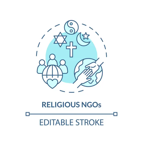 Vallási Nem Kormányzati Szervezetek Puha Kék Koncepció Ikon Nem Kormányzati Stock Illusztrációk