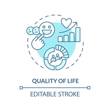 Quality of life soft blue concept icon. Demography statistics. Geopolitical happiness metrics. Round shape line illustration. Abstract idea. Graphic design. Easy to use in brochure, booklet clipart