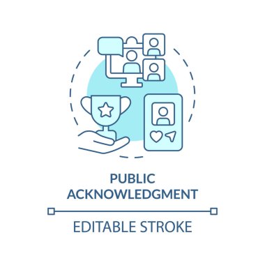 Halkın, yumuşak mavi kavram ikonu olduğunu kabul etmesi. Çalışan tanıma. Başarıyı paylaşmak. Takımın bir üyesi. Yuvarlak şekil çizimi. Soyut bir fikir. Grafik tasarımı. Kullanımı kolay
