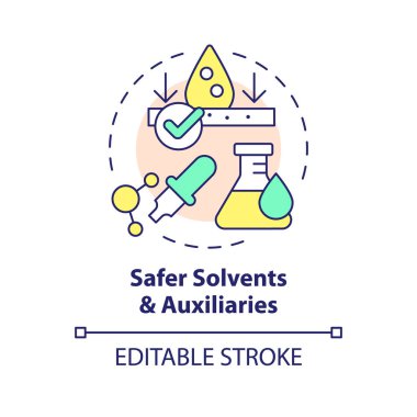 Safer solvents and auxiliaries multi color concept icon. Material safety, biodegradable materials. Round shape line illustration. Abstract idea. Graphic design. Easy to use presentation, article clipart