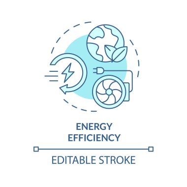 Enerji verimliliği yumuşak mavi konsept simgesi. Enerji tüketimini azaltıyor. Havalandırma sistemi. Yuvarlak şekil çizimi. Soyut bir fikir. Grafik tasarımı. Promosyon malzemelerinde kullanması kolay