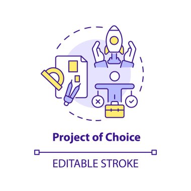 Seçim projesi çok renkli konsept simgesi. Çalışan tanıma. Baş proje. Kariyer fırsatı. Proje yönetimi. Yuvarlak şekil çizimi. Soyut bir fikir. Grafik tasarımı. Kullanımı kolay