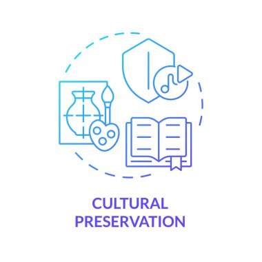 Cultural preservation blue gradient concept icon. Conservation of culture and traditions. Role of NGO. Round shape line illustration. Abstract idea. Graphic design. Easy to use in article clipart