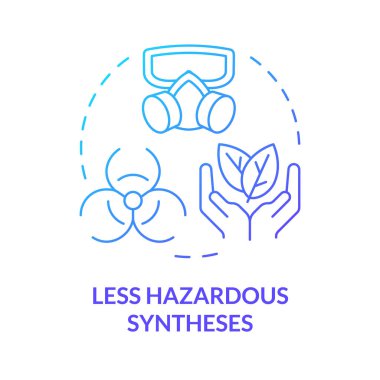 Less hazardous synthesis blue gradient concept icon. Minimal toxicity, eco friendly. Environmental impact. Round shape line illustration. Abstract idea. Graphic design. Easy to use presentation clipart