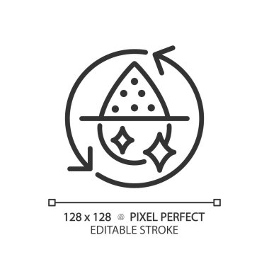Desalinasyon doğrusal simgesi. Su idaresi. Çevre mühendisliği. Arındırma işlemi. İnce çizgili çizim. Contour sembolü. Vektör çizimi. Düzenlenebilir felç. Piksel mükemmel