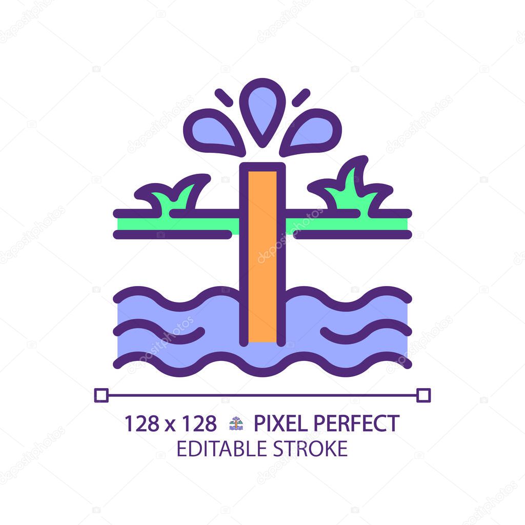 Aquifer RGB color icon. Water spring. Natural water source. Underground reservoir. Sustainable resource. Isolated vector illustration. Simple filled line drawing. Editable stroke. Pixel perfect