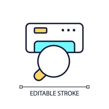 AC denetleme RGB renk simgesi. Klima. Cihaz incelemesi. HVAC sistem kontrolü. Kapalı hava kalitesi. İzole vektör çizimi. Basit bir çizgi çizimi. Düzenlenebilir vuruş