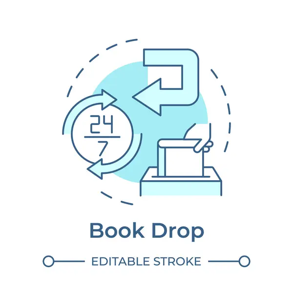 Book Drop Soft Blue Concept Icon Knihovní Materiály Vrací Účinnost Stock Vektory