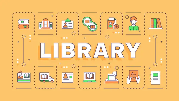 Πορτοκαλί Λέξη Βιβλιοθήκη Έννοια Τεχνολογία Rfid Διαχείριση Βιβλίων Πρόσβαση Του Εικονογράφηση Αρχείου