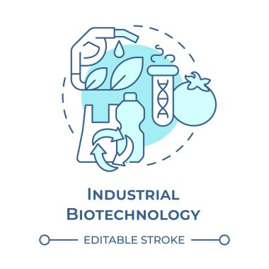 Industrial biotechnology soft blue concept icon. Biodegradable materials. Environmental solutions. Round shape line illustration. Abstract idea. Graphic design. Easy to use in presentation clipart