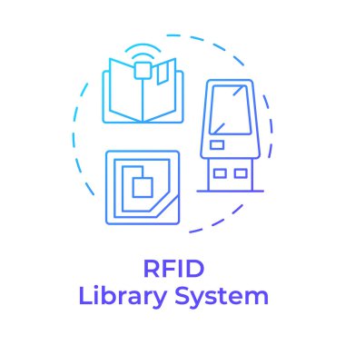RFID library system blue gradient concept icon. User service, classification organization. Round shape line illustration. Abstract idea. Graphic design. Easy to use in infographic, blog post clipart
