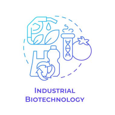 Endüstriyel biyoteknoloji mavi gradyan konsept ikonu. Biyolojik çözünebilir materyaller. Çevresel çözümler. Yuvarlak şekil çizimi. Soyut bir fikir. Grafik tasarımı. Sunumda kullanması kolay
