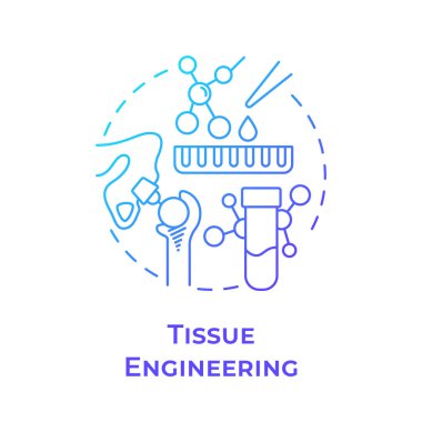 Doku mühendisliği mavi gradyan konsept simgesi. Organ yenilenmesi. Sağlık teknolojisi. Biyoteknoloji. Yuvarlak şekil çizimi. Soyut bir fikir. Grafik tasarımı. Sunumda kullanması kolay