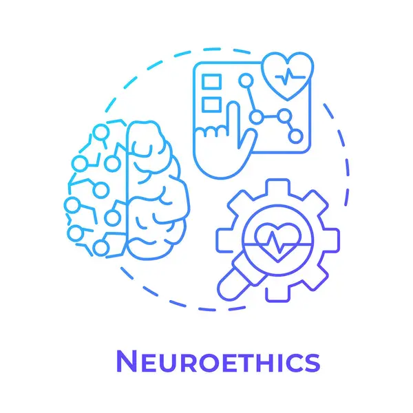 stock vector Neuroethics blue gradient concept icon. Morality of neuroscience. Neural monitoring. Brain science. Round shape line illustration. Abstract idea. Graphic design. Easy to use in presentation