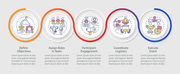 stock vector How to organize hackathon loop infographic template. Project management. Data visualization with 5 steps. Editable timeline info chart. Workflow layout with line icons. Myriad Pro-Regular font used