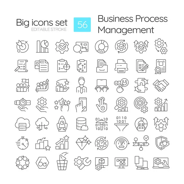 Organisasi Bpm Ikon Linear Ditetapkan Manajemen Workflow Sumber Daya Administrasi Stok Ilustrasi 