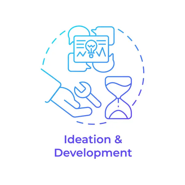 Ideação Desenvolvimento Ícone Conceito Gradiente Azul Processo Hackathon Desenho Projecto Vetores De Bancos De Imagens