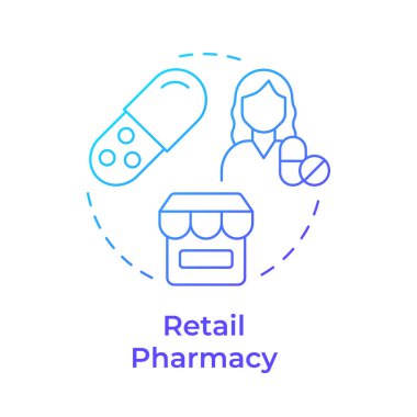 Eczanenin mavi gradyan konsept simgesini satın al. Sağlık hizmetleri sistemi. Hasta destek servisi. Yuvarlak şekil çizimi. Soyut bir fikir. Grafik tasarımı. Bilgi ve yazıda kullanması kolay