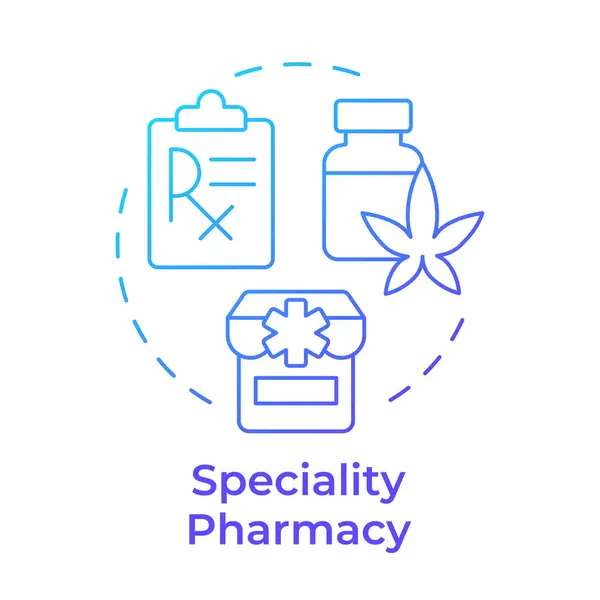 Specialitatea Farmacie Albastru Gradient Concept Icon Administrarea Medicamentelor Îngrijire Termen — Vector de stoc