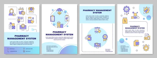 Șablon Broșură Gradient Albastru Pentru Managementul Farmaciei Designul Pliantului Pictograme — Vector de stoc